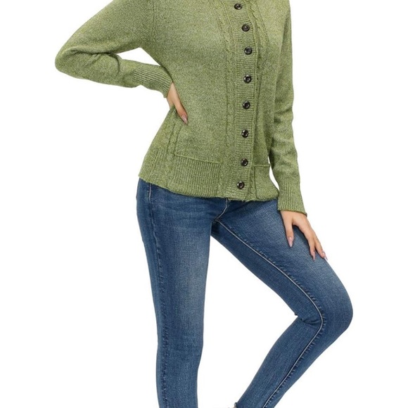 KANCY KOLE Women Cable Knit Sweater Coat Long Sleeve Button - Picture 7 of 11